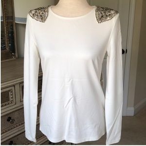 White Top with crystals on shoulders